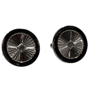 Men's Round Rhinestone polished Cufflinks